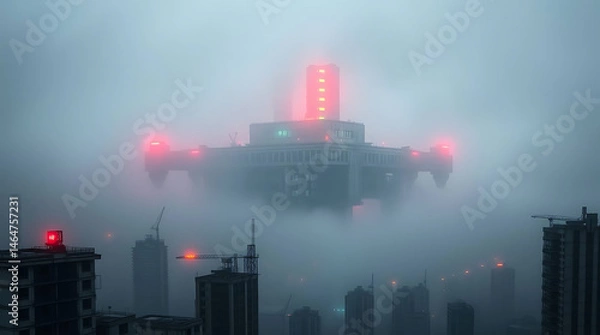 Fototapeta Post-Apocalyptic Brutalist Fortress, created by generative ai, brutalism building