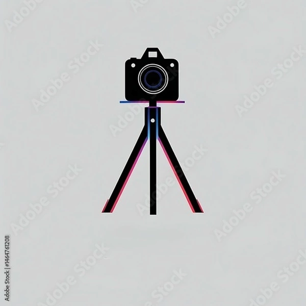 Obraz Camera on a tripod with a minimalist design, emphasizing photography equipment.