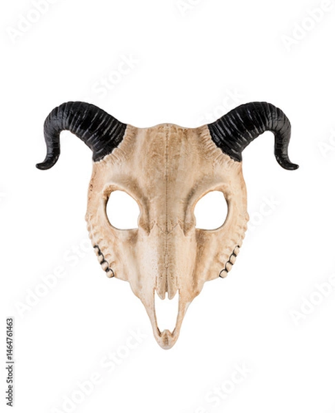 Fototapeta Animal skull with black horns isolated on white with clipping path