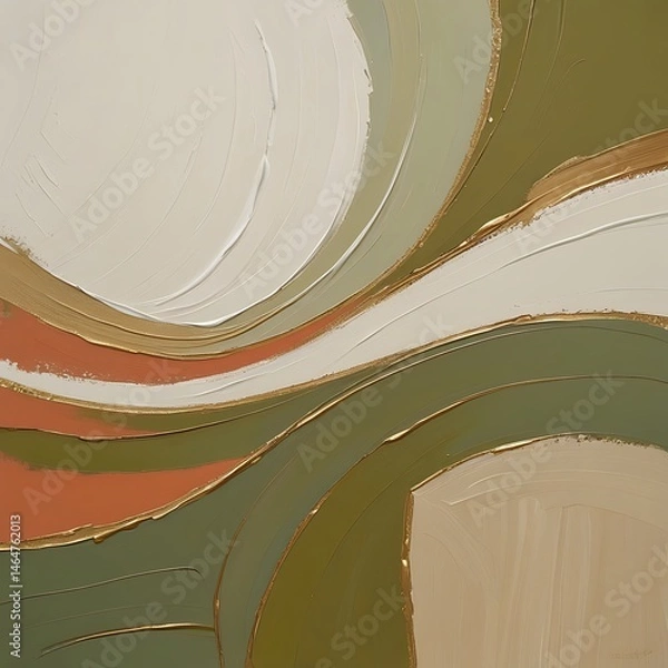 Obraz Abstract painting featuring flowing lines and earthy colors, creating a sense of movement and harmony.