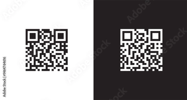 Fototapeta Barcode or qr code. Rectangle sticker with code for scanning.. Two black and white qr codes side by side. Vector icons