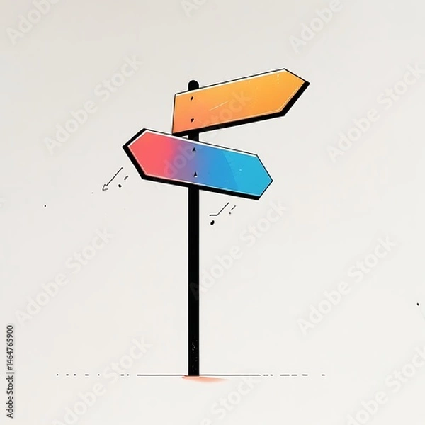 Obraz A colorful signpost with two arrows pointing in different directions, symbolizing choices or directions.