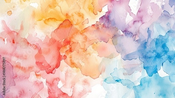 Fototapeta A vibrant watercolor abstract pattern blending hues of orange, pink, blue, and purple, perfect for backgrounds and artistic projects.