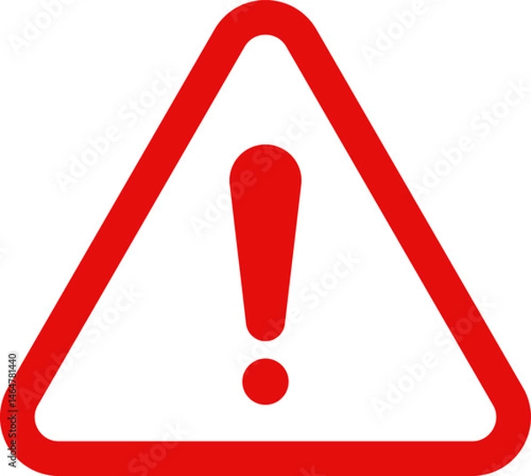 Obraz 注意喚起のマーク（びっくりマークに三角形の枠、赤）