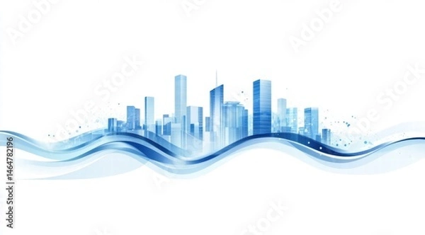 Obraz Modern cities and technological waves