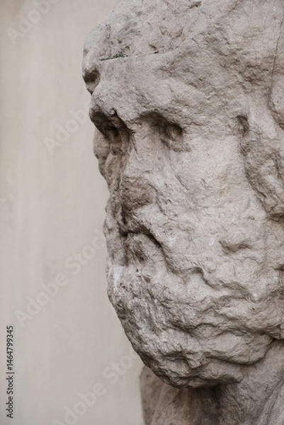 Fototapeta Ancient Roman stone reliefs and sculptures on display in the streets of Capua, Italy – 2025