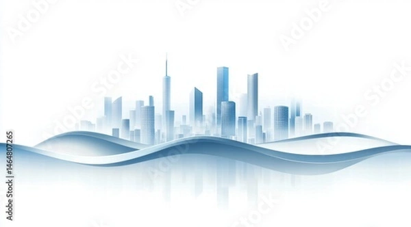 Fototapeta Modern city skyline with wavy elements