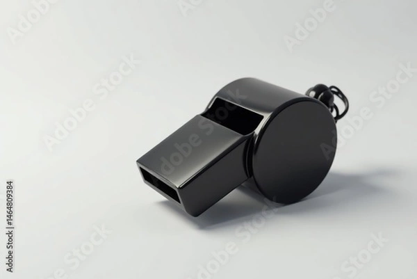 Obraz Classic black plastic whistle, simple design, clean background , black, emergency