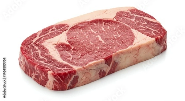 Obraz Fresh Raw Steak on White Background