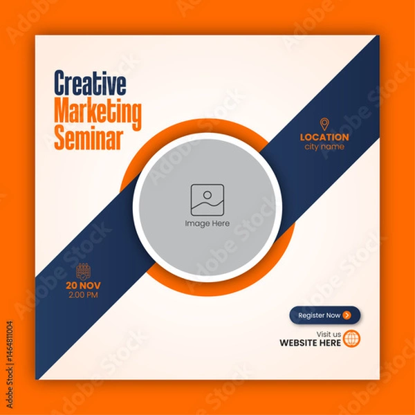 Fototapeta Business Conference Social Media Post Template or online business webinar social media post design template