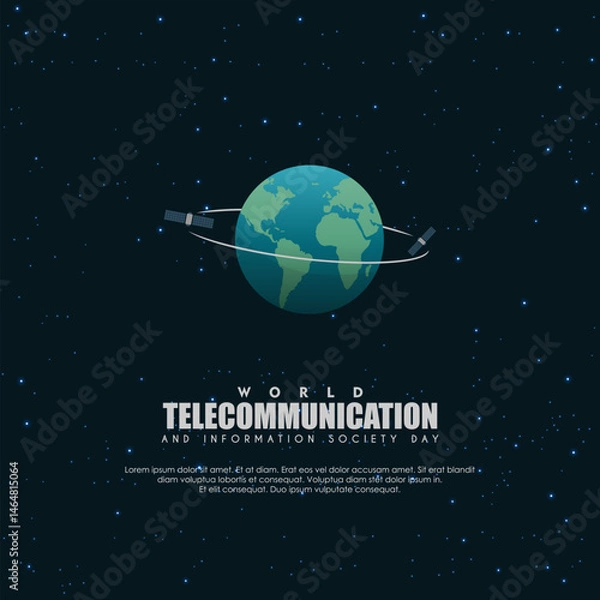 Obraz World Telecommunication and Information Society Day with an illustration of a satellite circling the earth