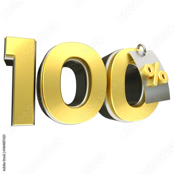 Obraz 3d render 100 percentage font gold