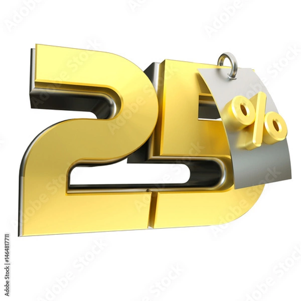 Obraz 3d render 25 percentage font gold