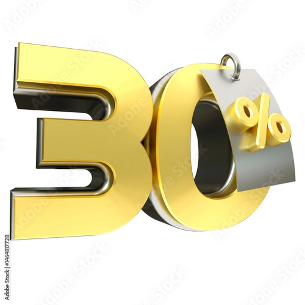 Obraz 3d render 30 percentage font gold
