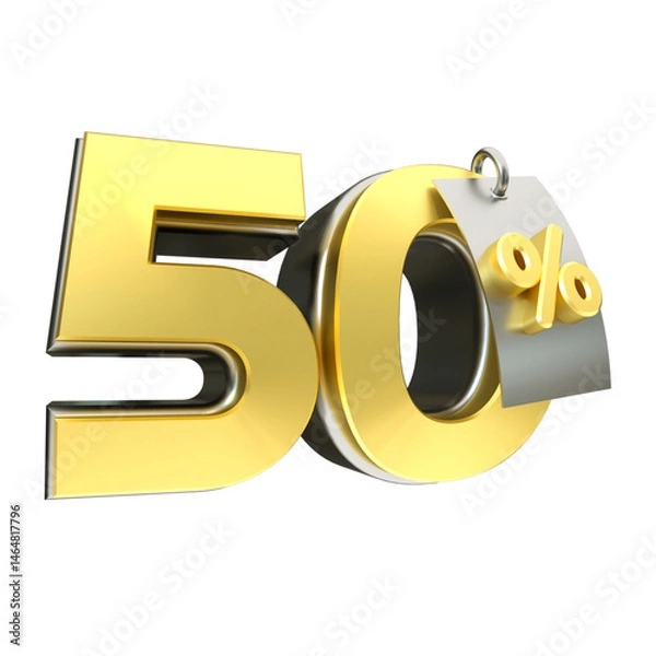 Obraz 3d render 50 percentage font gold