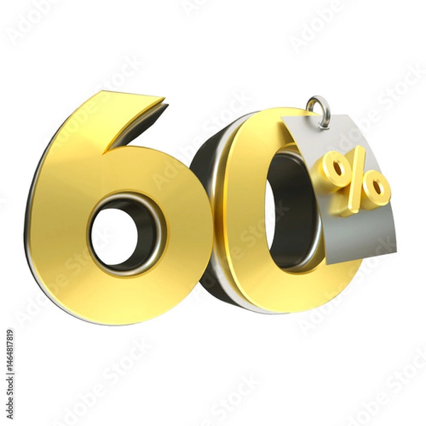 Obraz 3d render 60 percentage font gold