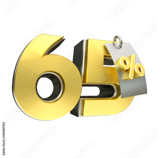 Obraz 3d render 65 percentage font gold