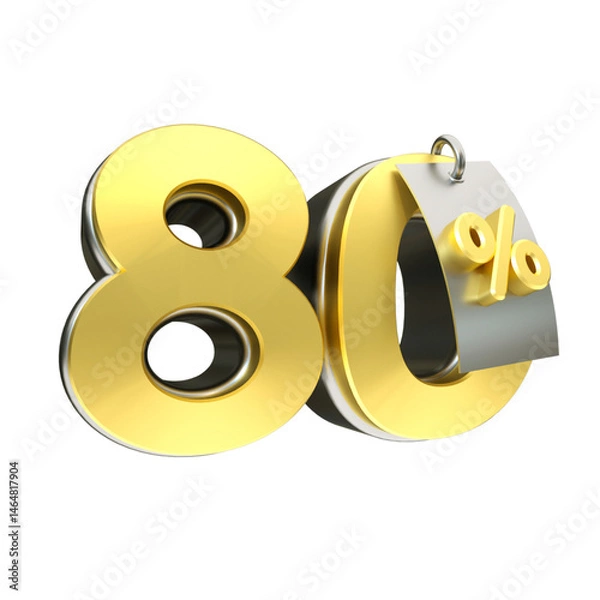 Obraz 3d render 80 percentage font gold