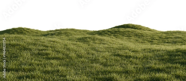 Fototapeta Hills with grass on a transparent background. 3D rendering.