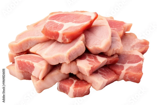 Fototapeta Freshly Cut Pork: A close-up view of succulent, raw pork cuts arranged invitingly, showcasing the fresh, marbled texture and vibrant colors.