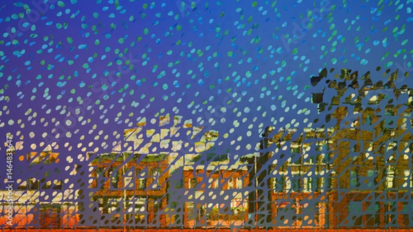 Obraz Winter City at Night in Abstract Pointillism Style 3D Illustration