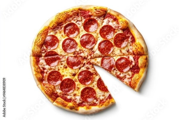 Fototapeta Pepperoni pizza with a missing slice