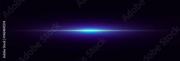 Fototapeta Glowing purple and turquoise light beam. Realistic glowing line. A ray of light and glare. Abstract colorful speed light effect on dark background. Spark star. Vector illustration