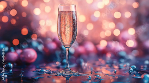 Fototapeta Champagne glass set in a beautifully arranged area ready for a joyful celebration
