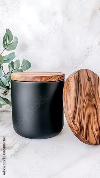 Fototapeta 黒曜石の静寂と木目の温もり (Kokuyōseki no shijaku to kimon no nukumori) —Obsidian Silence and the Warmth of Wood Grain—