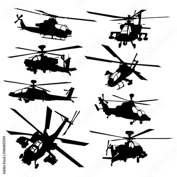 Obraz collection of military helicopter silhouettes