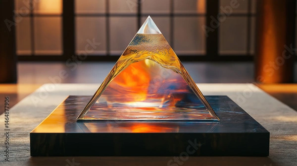 Fototapeta A glass graph growing steadily placed on a beautifully crafted base exuding sophistication