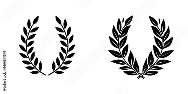 Fototapeta Vector illustration of black laurel wreath icons representing victory and achievement in various contexts