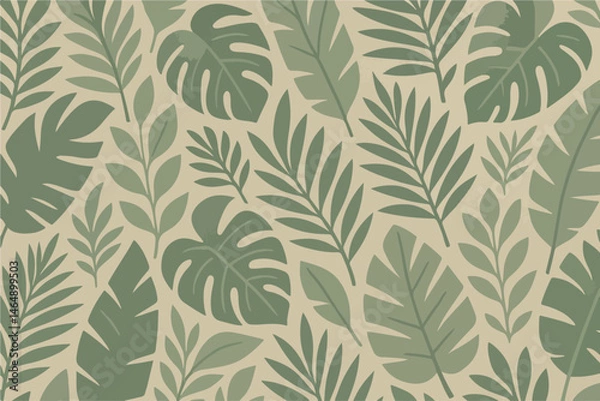 Obraz Pattern of stylized jungle foliage, flat vector style, perfect for packaging and home decor