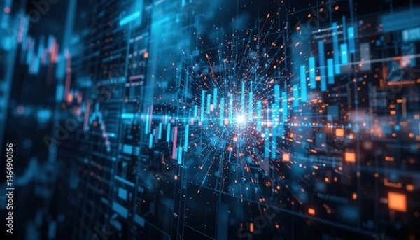 Fototapeta Dynamic Data Visualization of Financial Market Trends