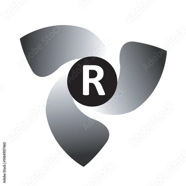 Obraz R Lettering logo design  in Three  shape