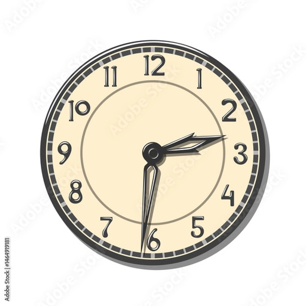 Obraz Vector elegant vintage round wall clock in antique flat style isolated on white background
