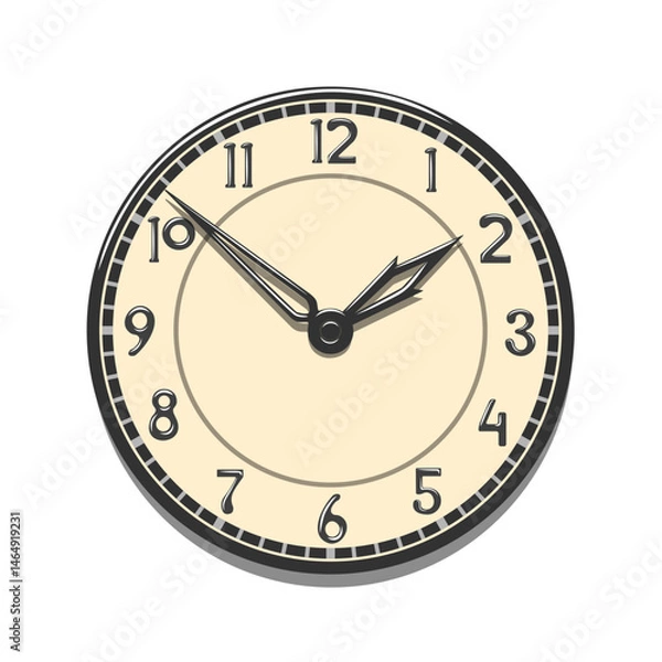Obraz Elegant vintage round wall clock in antique flat style isolated on white background. Vector illustration.