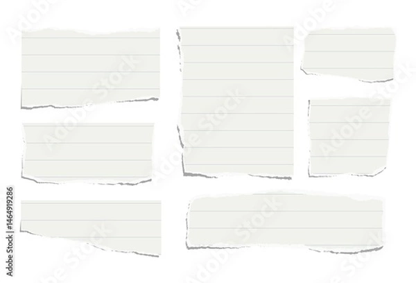 Obraz Set of torn pieces of lined paper isolated on a white background. Paper collage.
