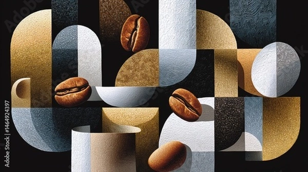 Obraz Abstract coffee beans artwork modern gallery digital art contemporary style close-up view creative concept