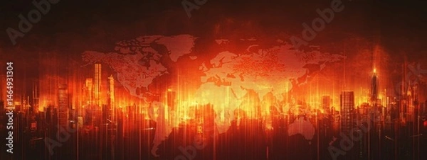Fototapeta Burning Earth Globe Symbolizing Climate Crisis, Global Warming, and Environmental Emergency Worldwide