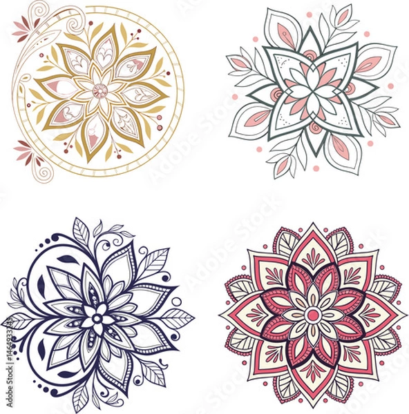 Obraz Colorful mandala vector illustration set