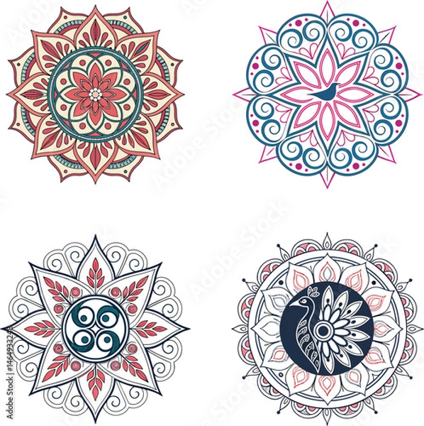 Obraz Beautiful vector illustration mandala colorful design set