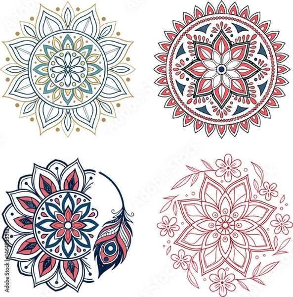 Obraz Beautiful vector illustration mandala colorful design set