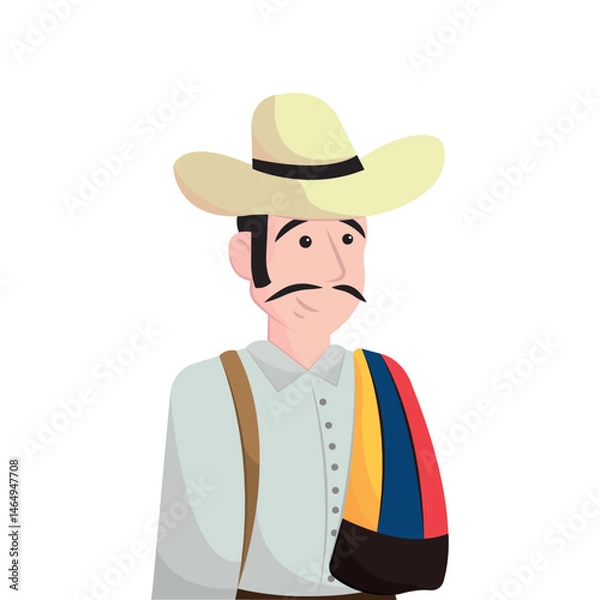 Fototapeta Colombian peasant with ruana. Vector