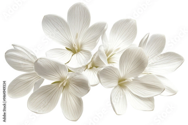 Fototapeta Delicate white flowers a cluster of serene blossoms on a stark black background showcasing on transparent background