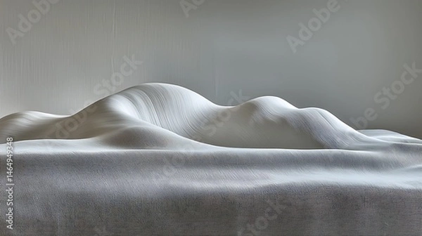 Fototapeta Clean white background with abstract, flowing waves and soft, glowing light, evoking a sense of peaceful movement and calm energy
