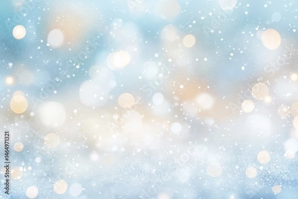 Fototapeta Winter bokeh lights. Soft,  glowing lights create a festive winter scene