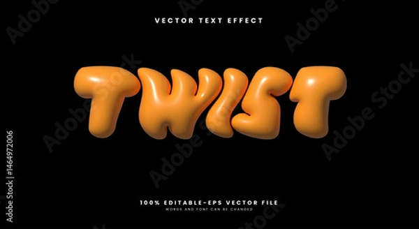 Fototapeta Twist 3D  inflated editable Text Effect Template Suitable for modern Style