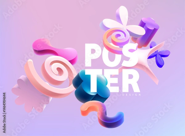 Obraz Abstract colorful 3d elements of various unusual shapes. Complex Geometric shape  for poster design.
