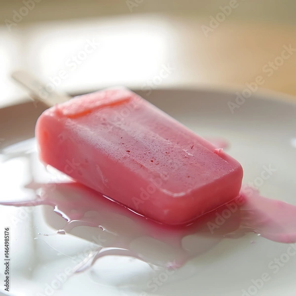 Fototapeta Frosted Elegance: The Alluring Charm of a Pink Popsicle on a Marble Surface